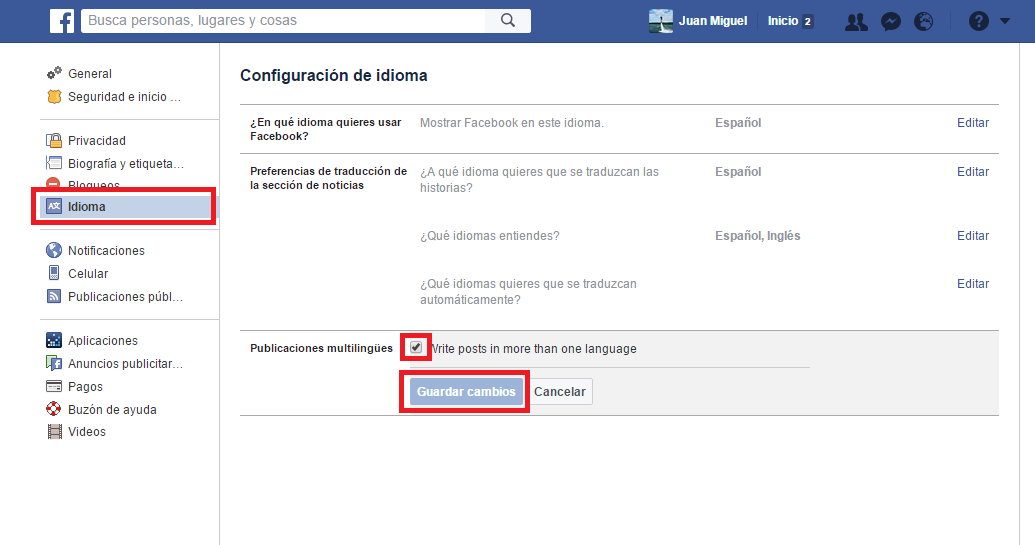 publica un mismo post en varios idiomas en FAcebook