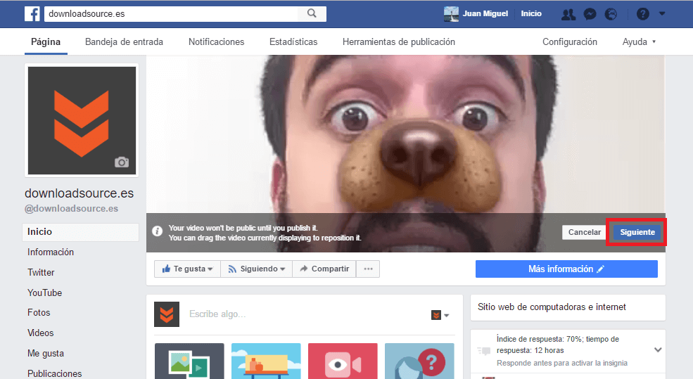 Portada de video en Facebook