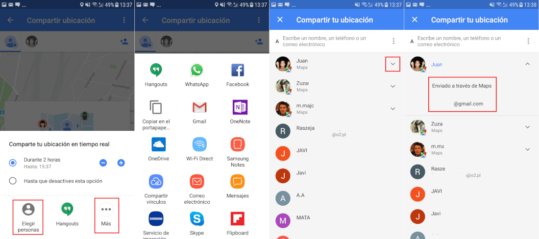 como compartir tu localizacion en tiempo real de Google maps con cualquiera de tus contactos
