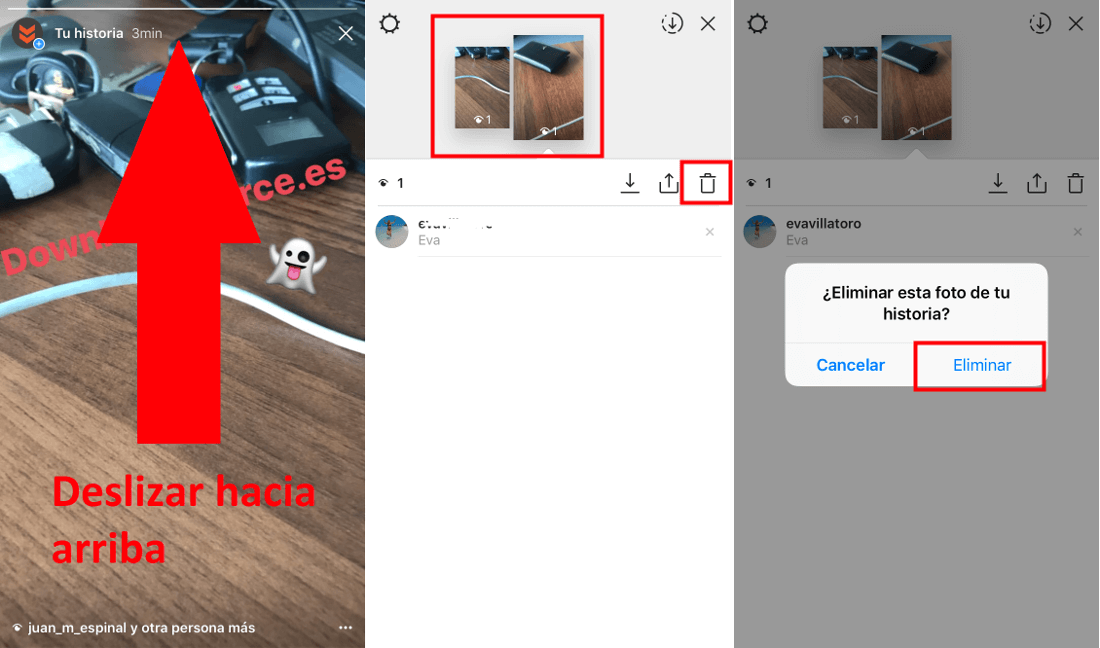 Borrar una fotos o video concreto de tus historias de Instagram