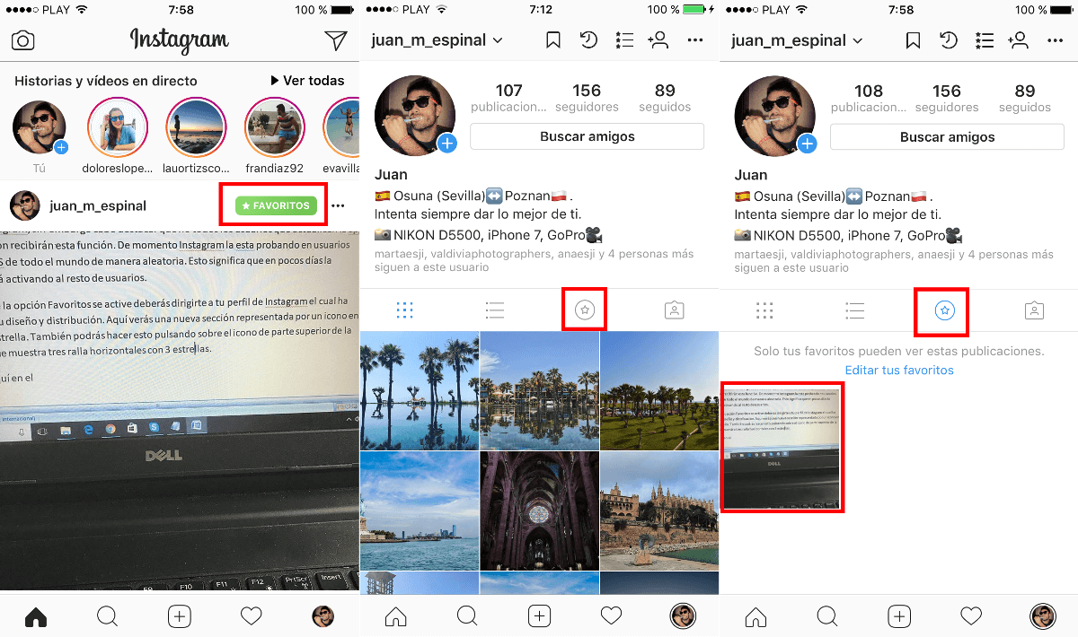 como usar la función Favoritos de instagram en tus publicaciones