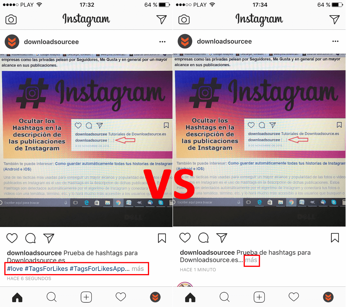 truco para que no se vean los hashtags de tus publicaciones de Instagram