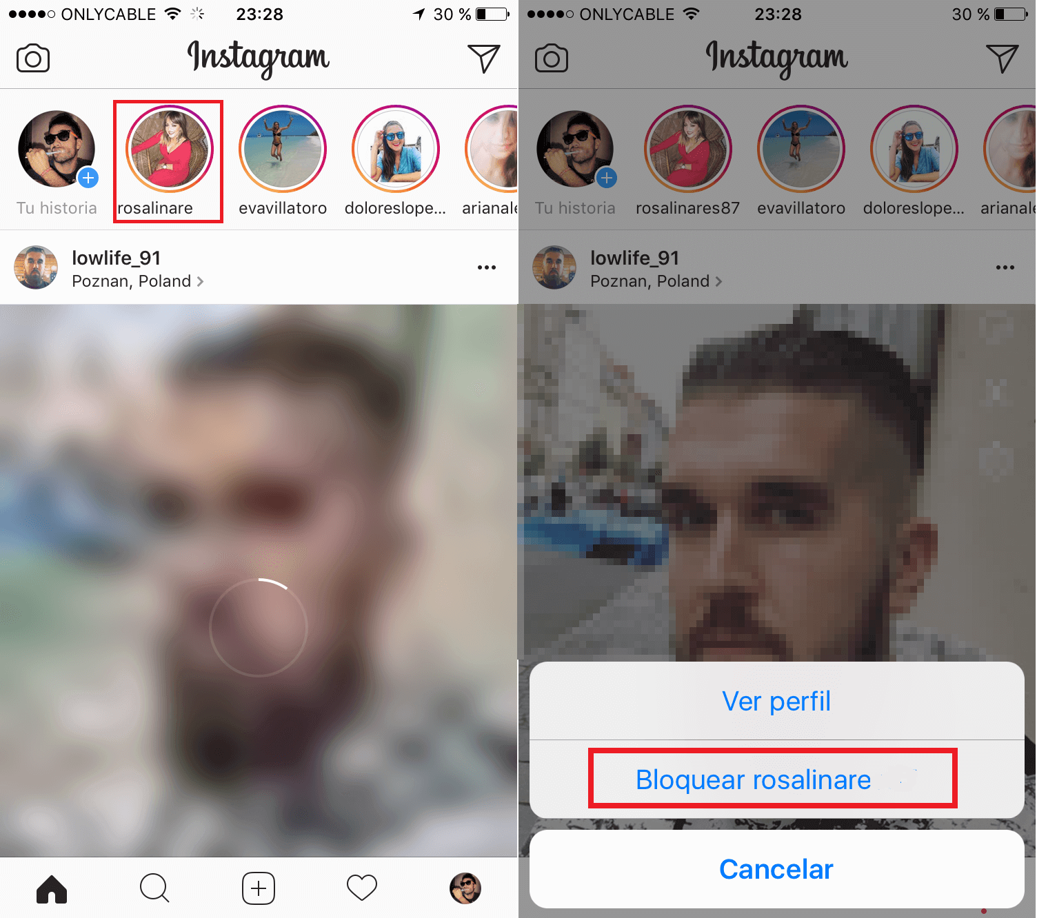 como bloquear las historias de un usuario especifico de Instagram
