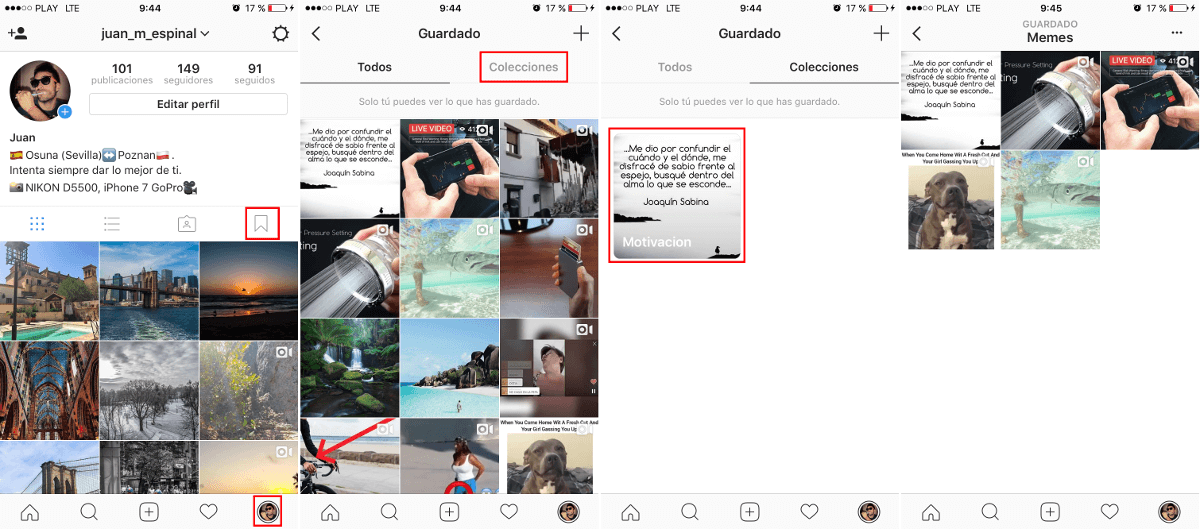 guardar fotos y videos en las colecciones de Instagram