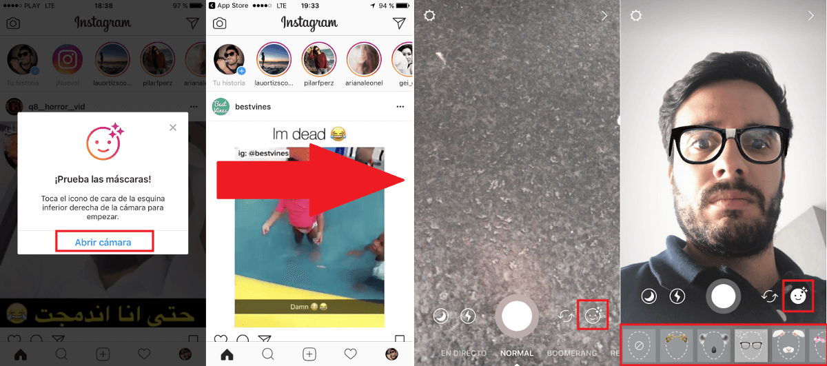 Como usar los efectos selfie de instagram
