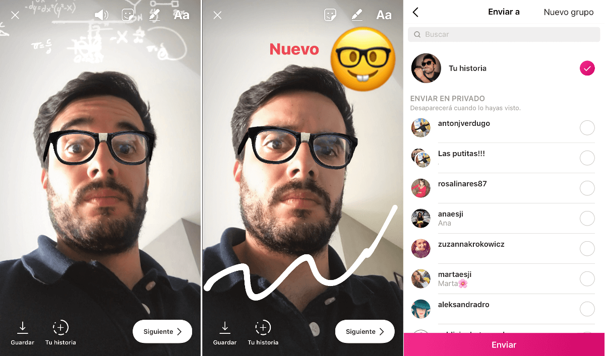 nuevo efectos selfie de instagram en iOS y Android