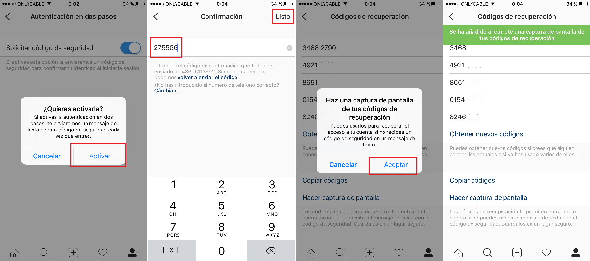 seguridad de instagram con la verificacion dos pasos