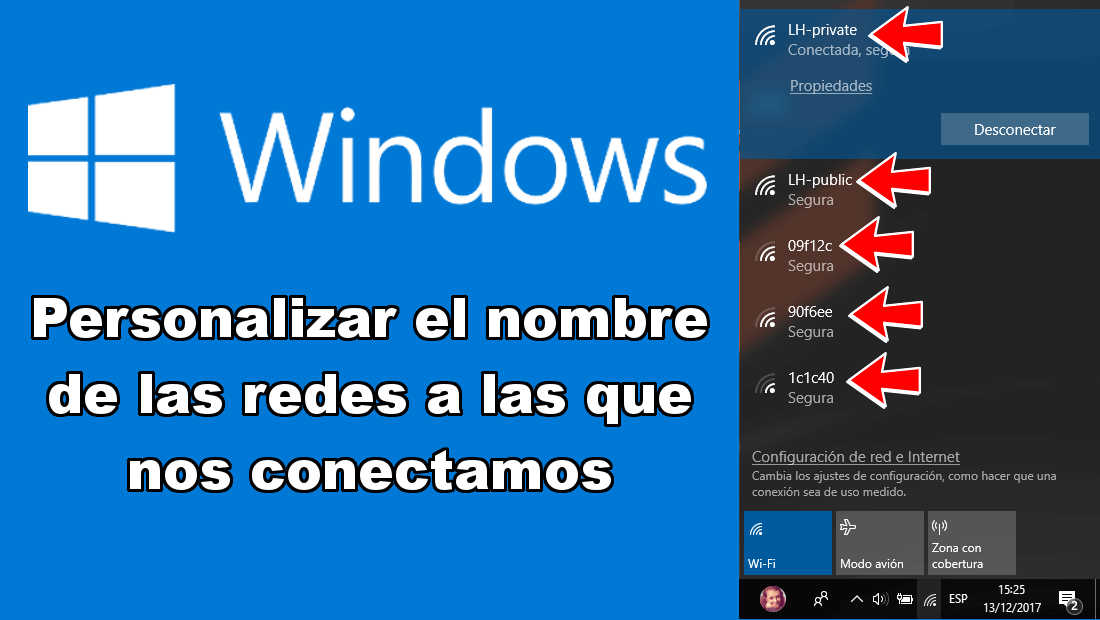 cambiar el nombre de las redes en Windows 10