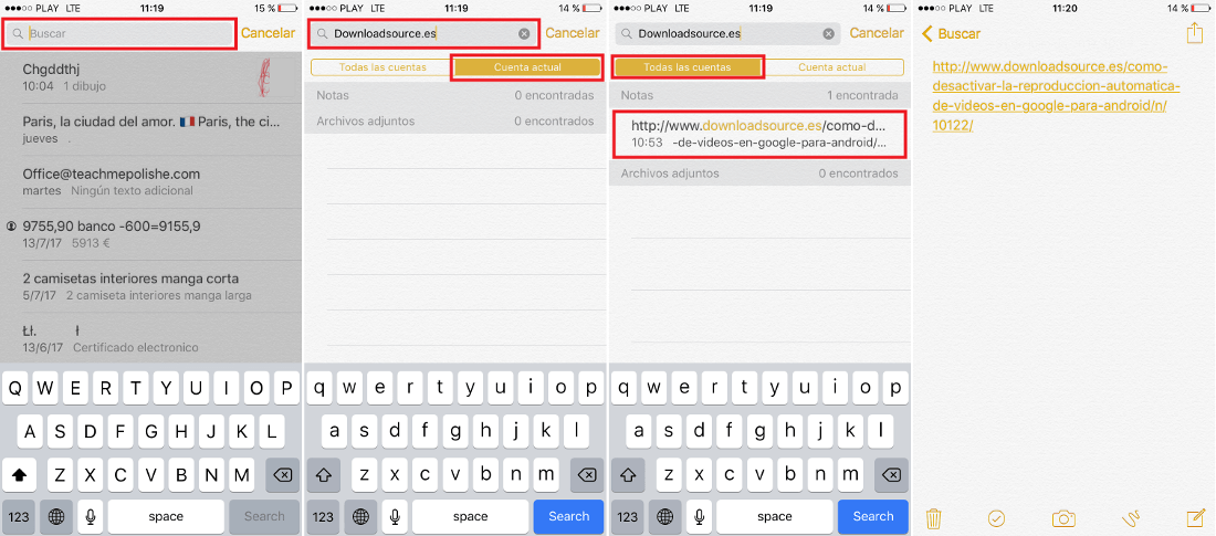 busca palabras y texto en las Notas de tu iPhone o iPad