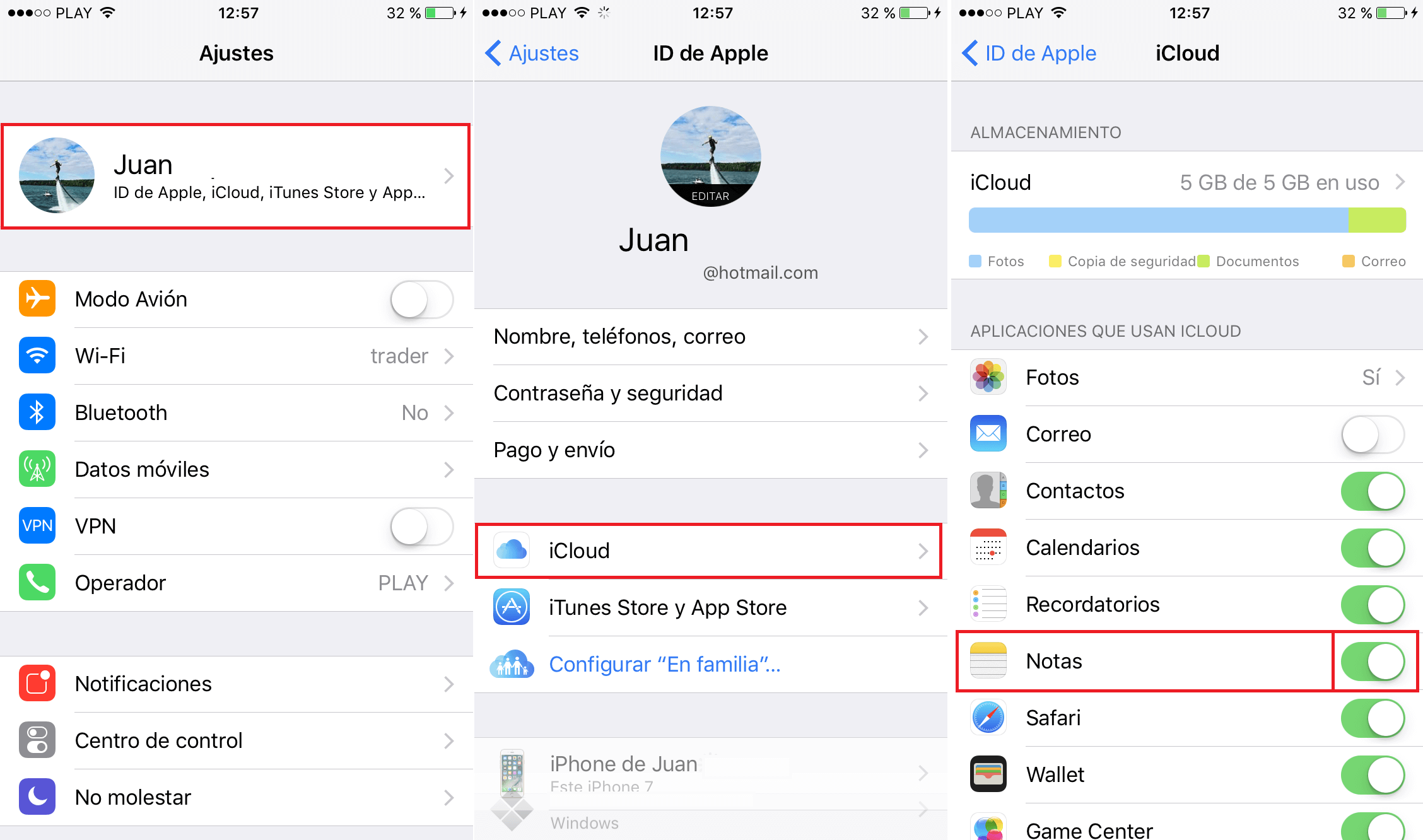 enviar las notas de tu dispositivo iOS a iCloud