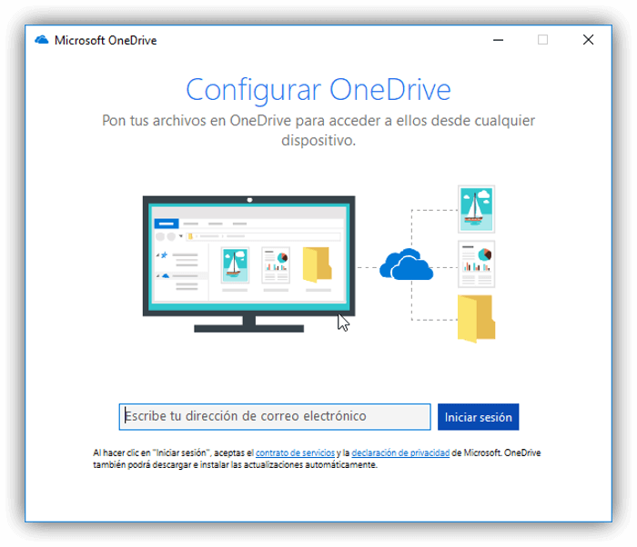 no mostrar ventana de configurar onedrive de Windows 10