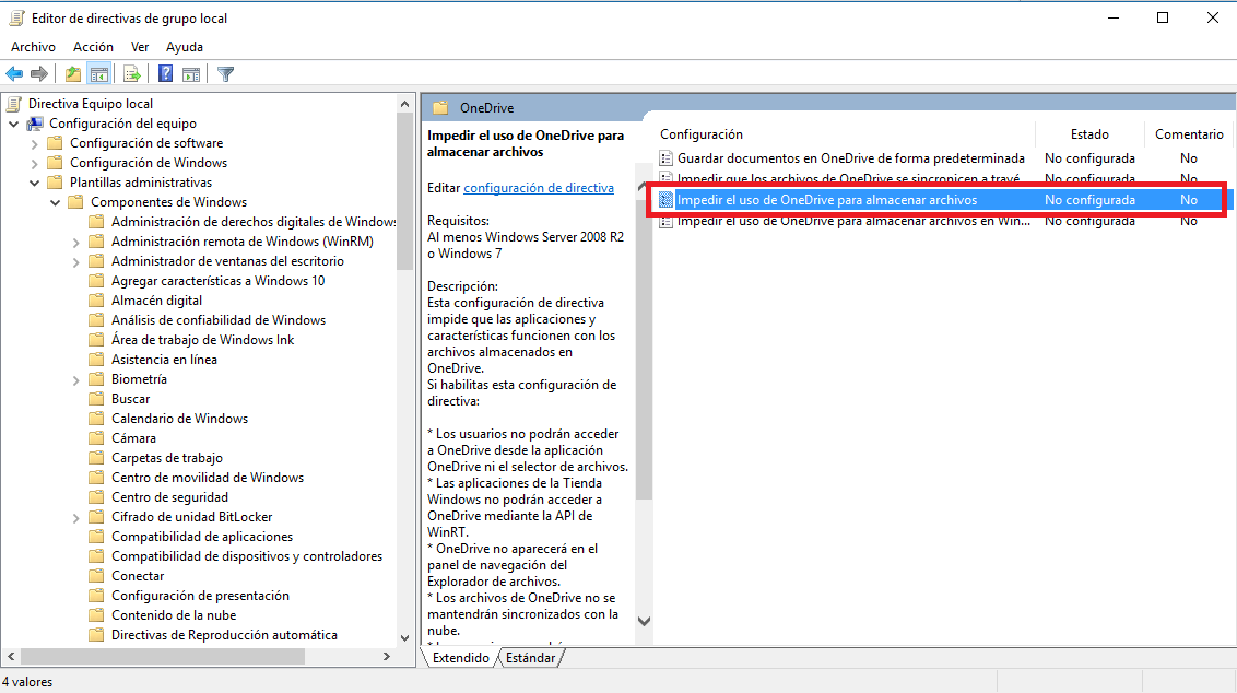 deshabilitar la ventana Configurar OneDrive en Windows 10