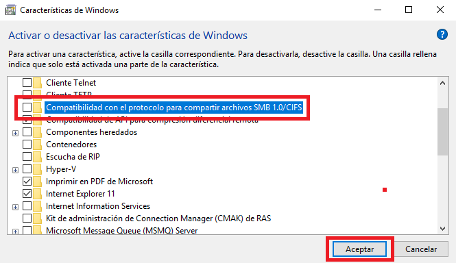 Desactivar el protocolo SMBv1 en Windows