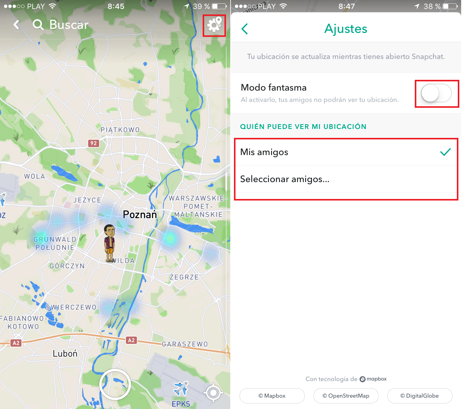 configurar privacidad de snap map para no mostrar tu ubicacion en Snapchat