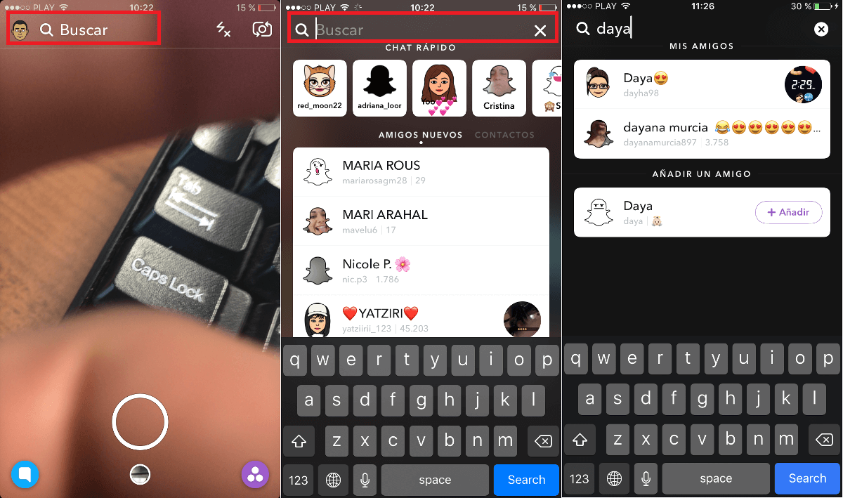 snapchat busqueda ios android