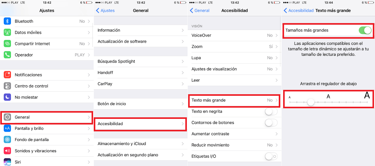 aumentar el tamaño del texto de tus apps en iPhone