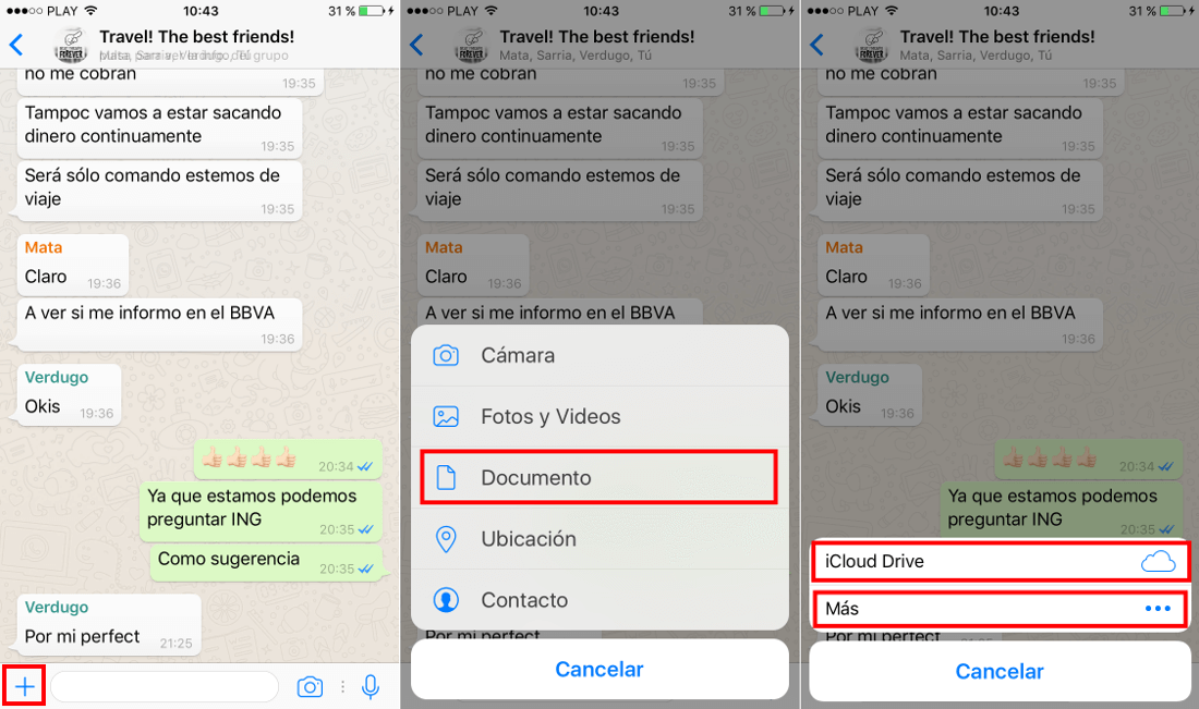 Whatsapp para iPhone te permite enviar y recibir documentos