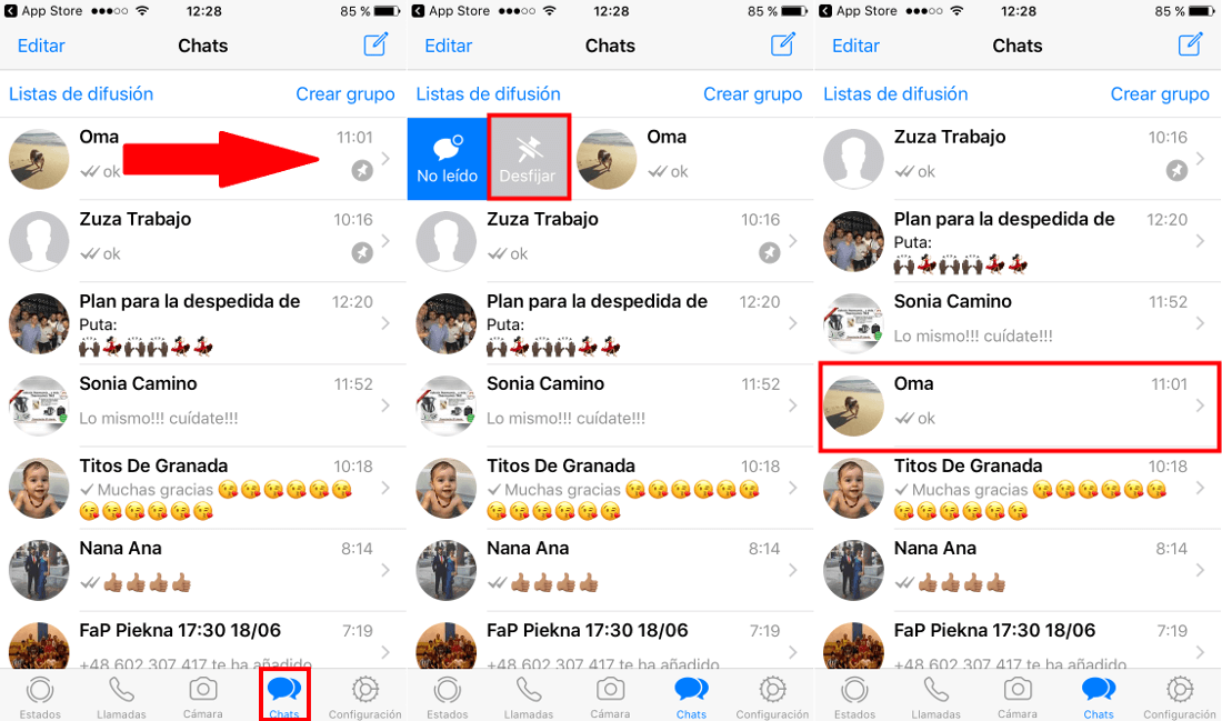 Fijar conversaciones de Whatsapp en la parte superior de la lista de chats