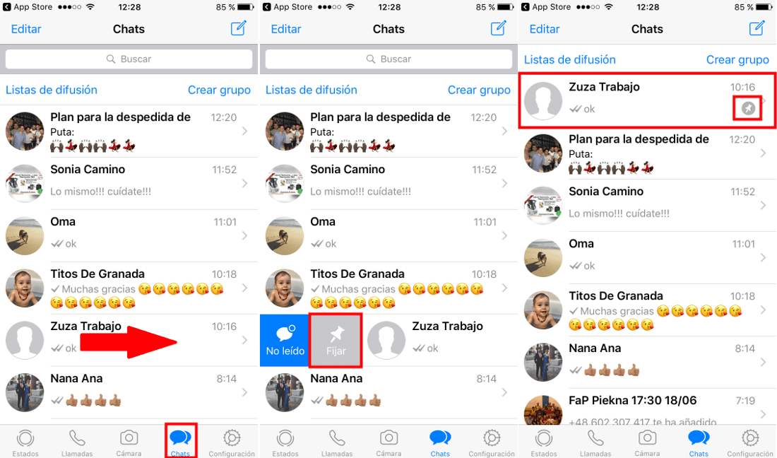 Whatsapp permite fijar chats en la parte superior de la lista de chats en iOS o Android