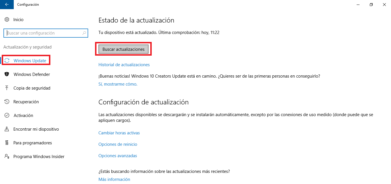 actaulizar a Windows 10 con la versión 15063