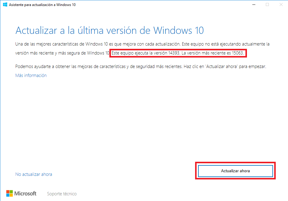 instalar la actualización Windows 10 creators