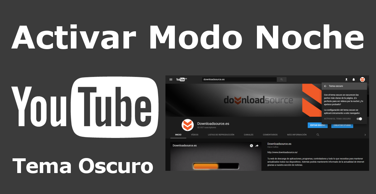 como activar el modo noche en Youtube