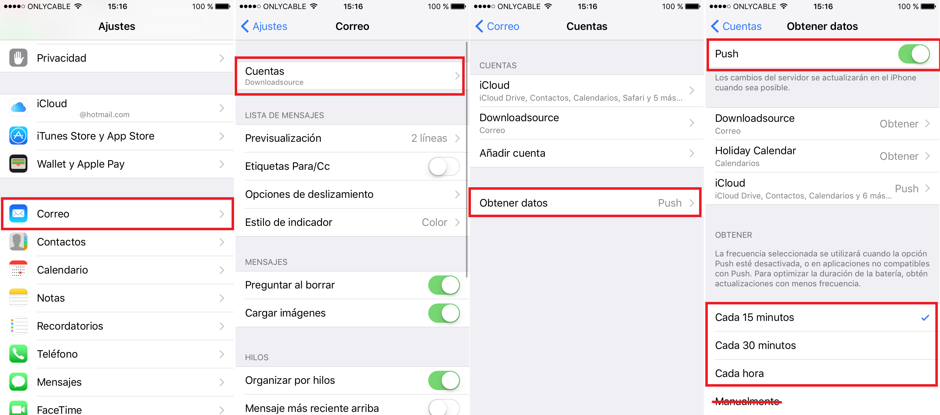 personalizar las notificaciones de Mail en la app correo de iPhone con iOS