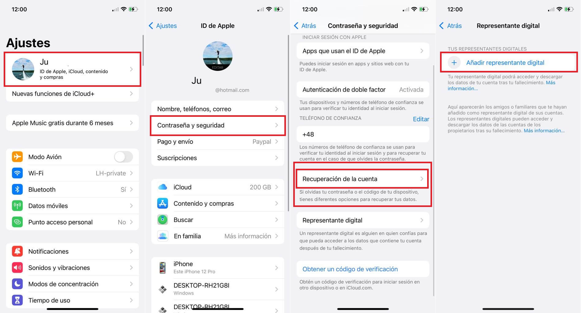 añadir representante digital a tu apple id