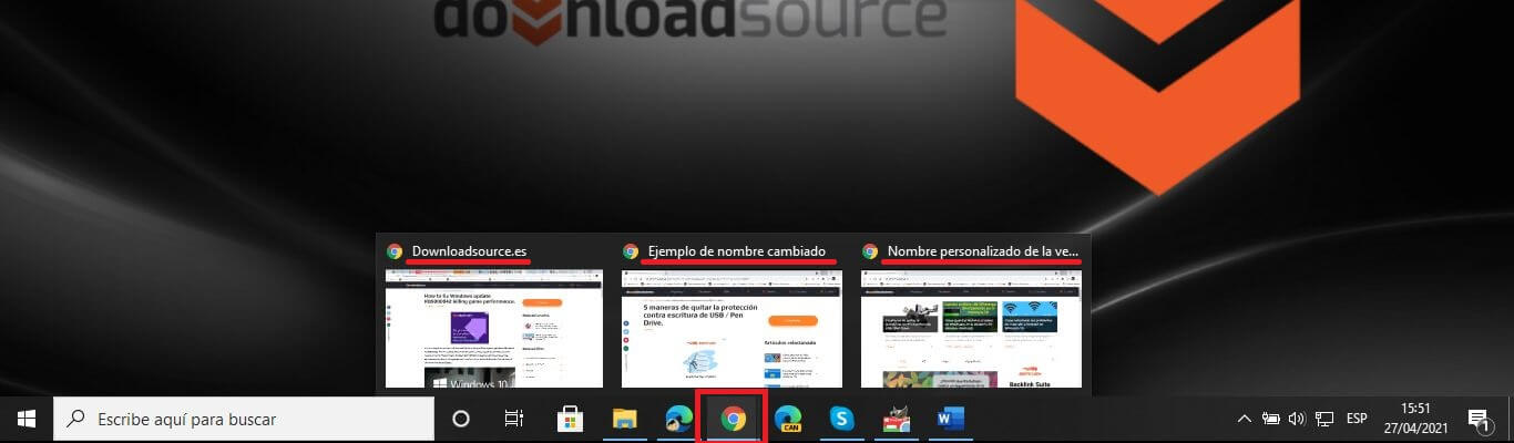 personalizar el nombre de las ventanas de chrome abiertas en windows 10