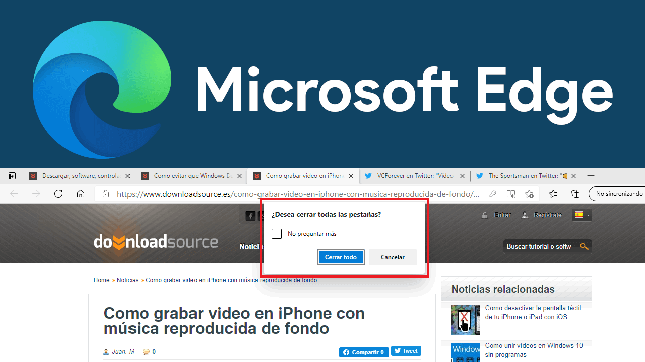 como activar la ventana de confirmación de cierre de pestañas en Microsoft Edge