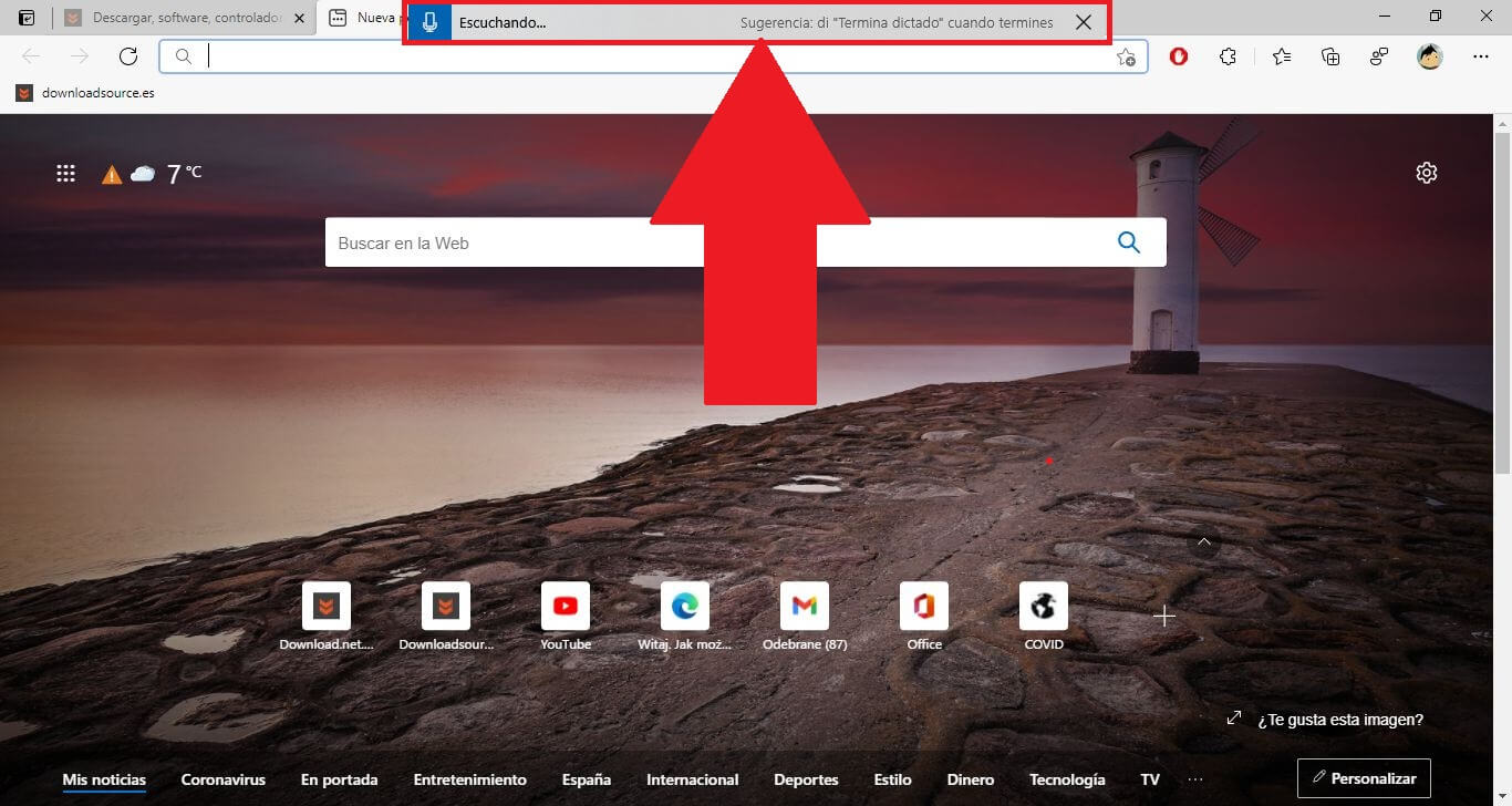 dictado por voz de microsoft edge