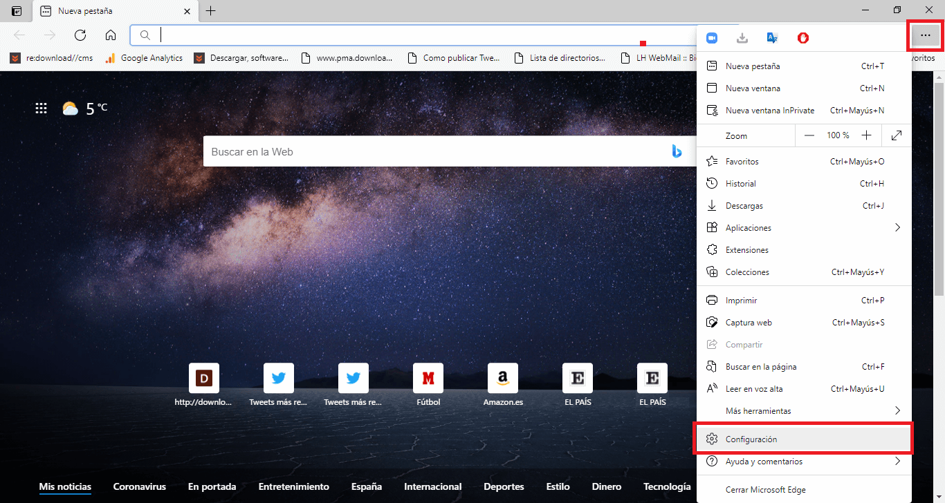como activar o desactivar el menu de seleccion de texto pdf en microsoft edge