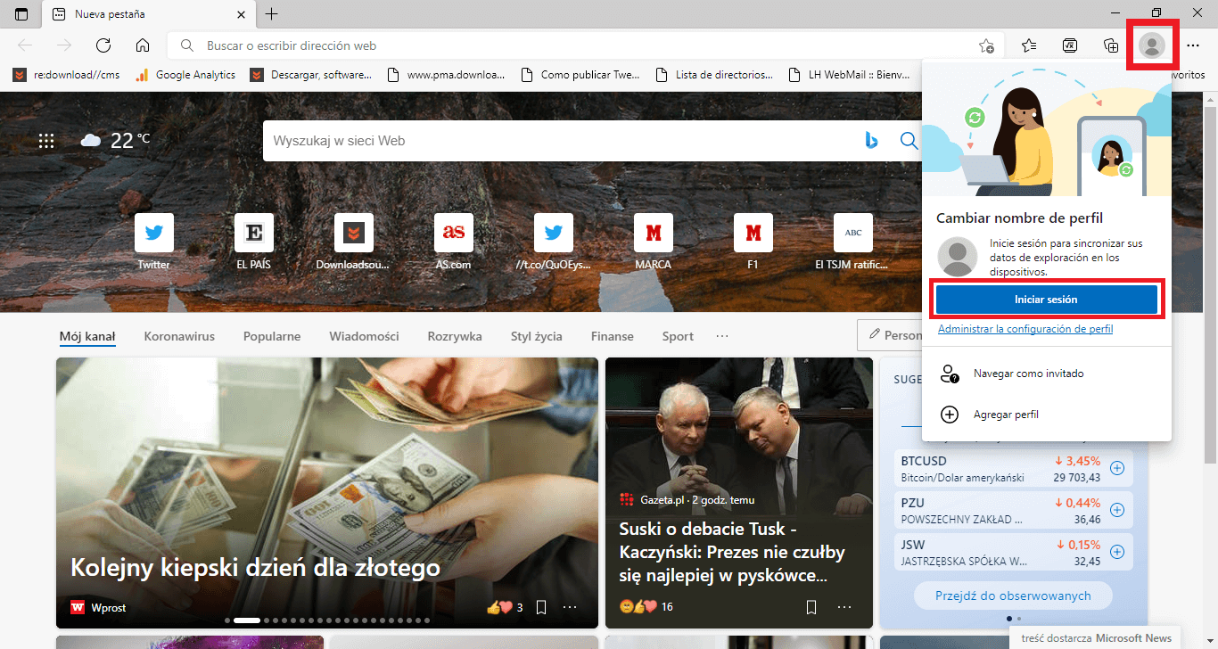 como activar la sincronización de microsoft edge