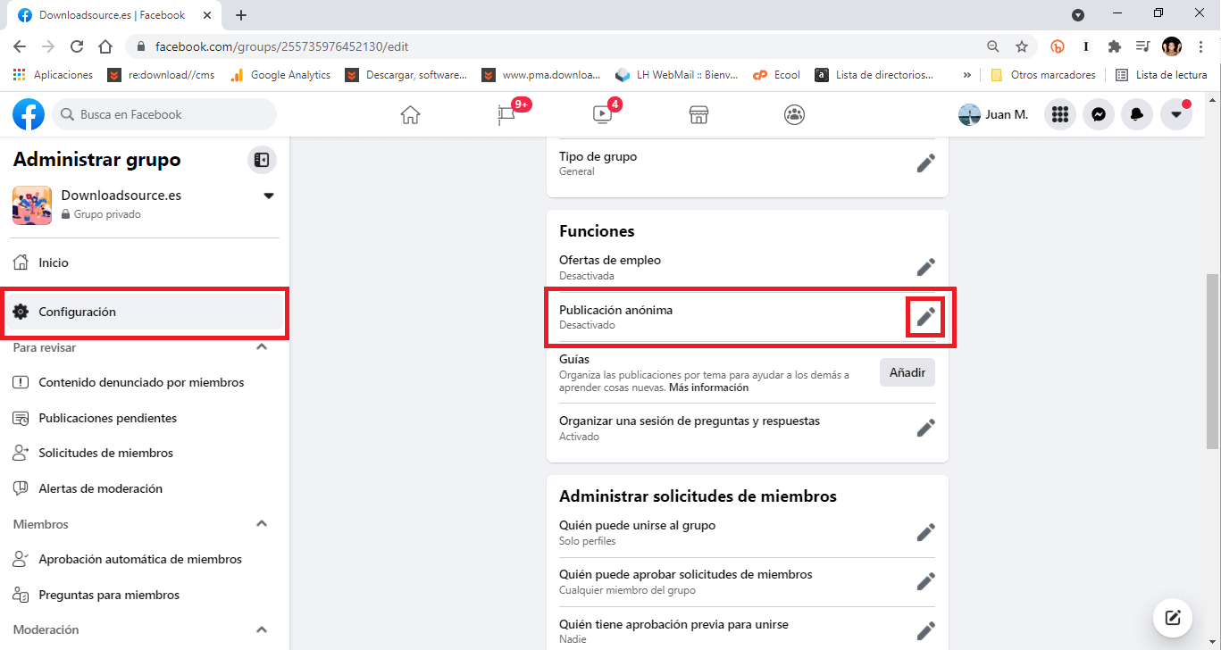 grupos de facebook y publicaciones privadas