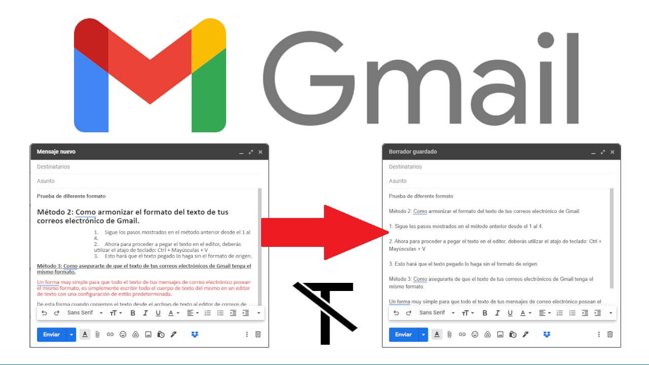 como usar el mismo formato de texto en el mensaje de correo de gmail