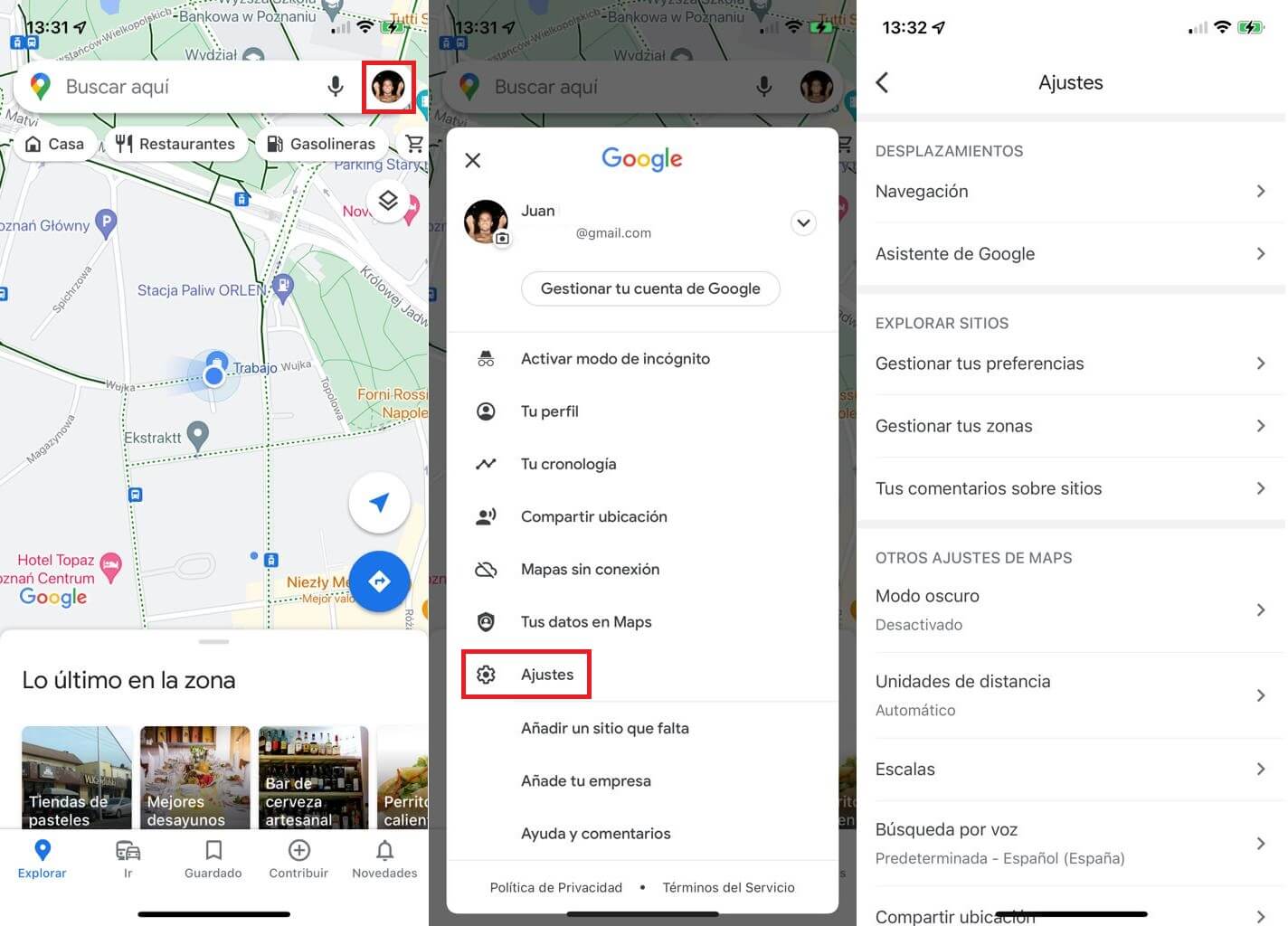 activar el modo oscuro en google maps de forma específica en iPhone 