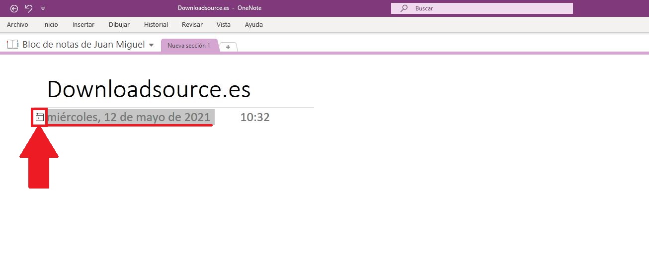 como añadir fecha en onenote