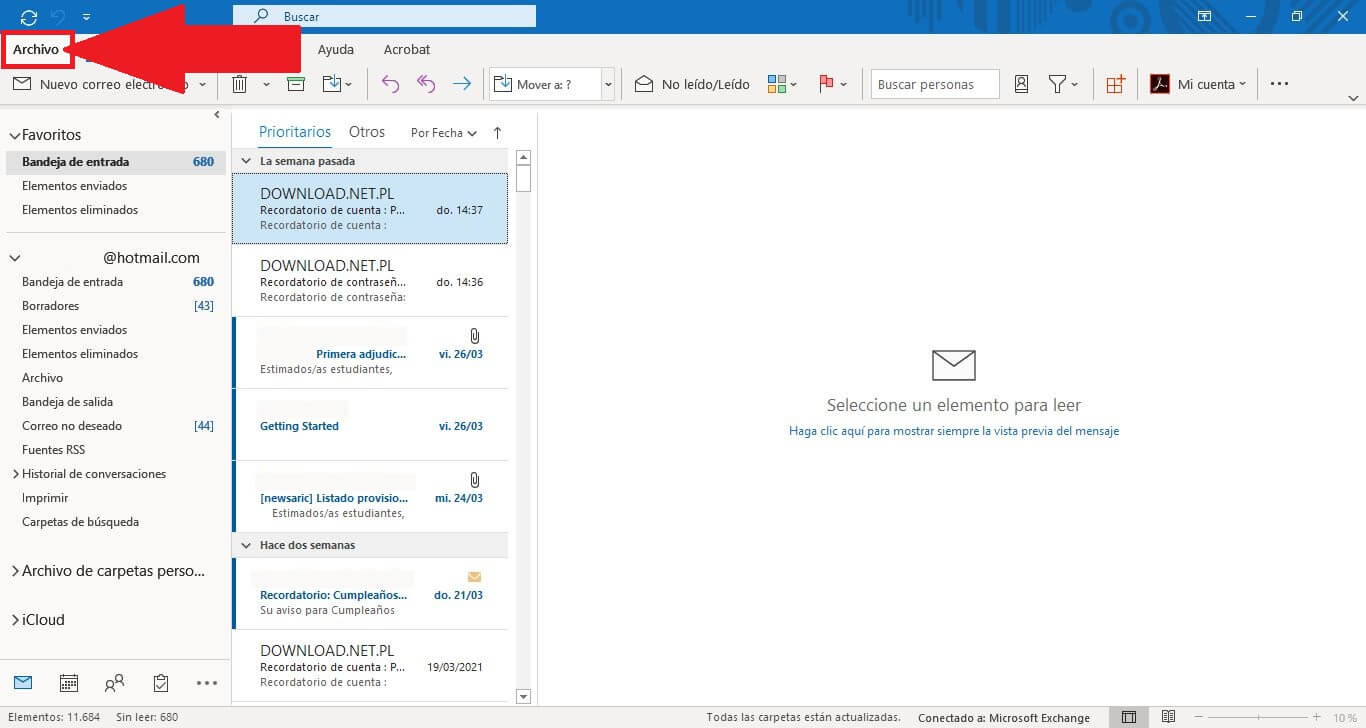como configurar las notificaciones de correos recibidos en outlook para windows 10