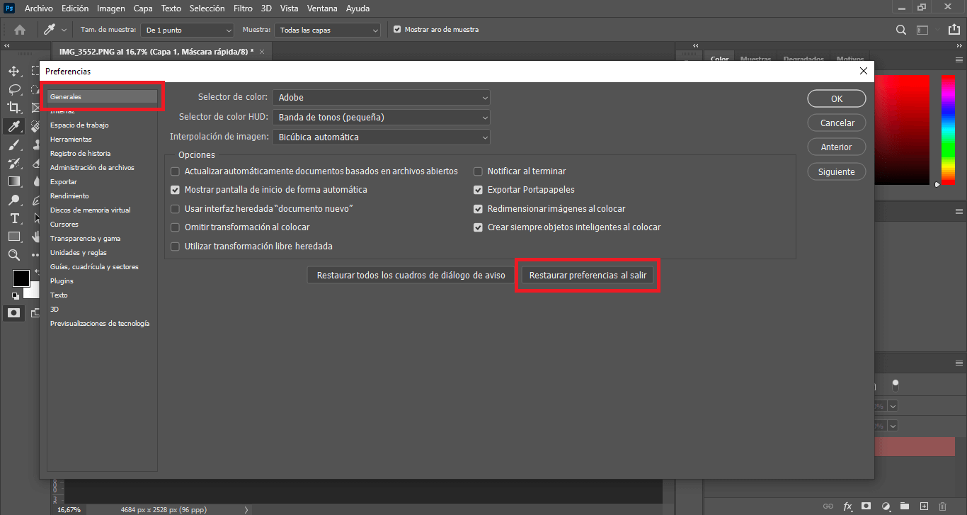 código Juramento La playa Como restaurar los valores predeterminados de Photoshop