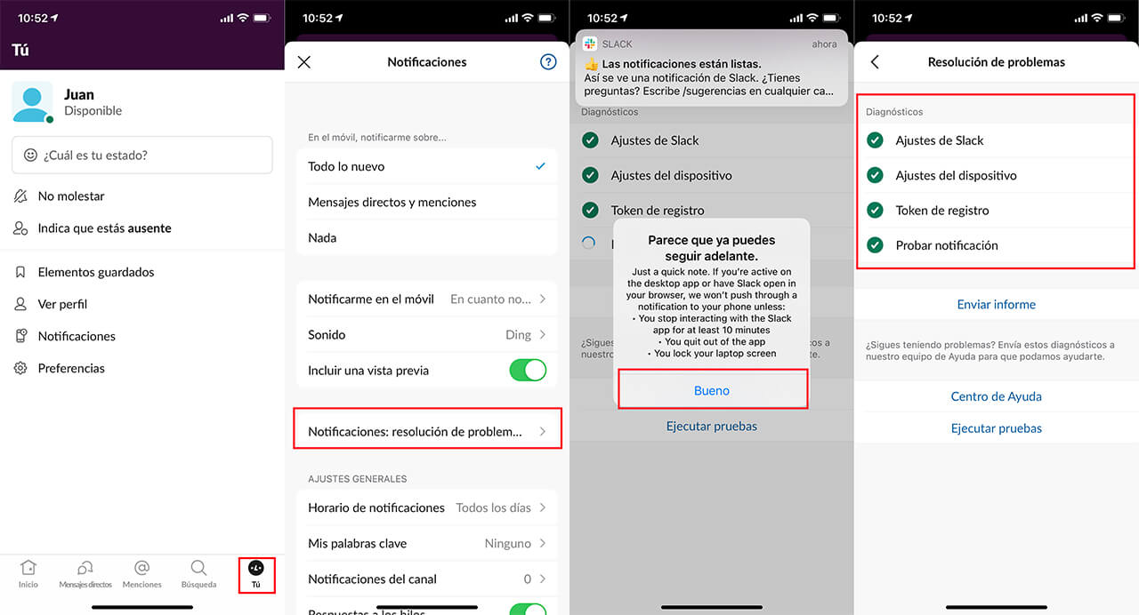 como solucionar los errores de notificaciones de slack