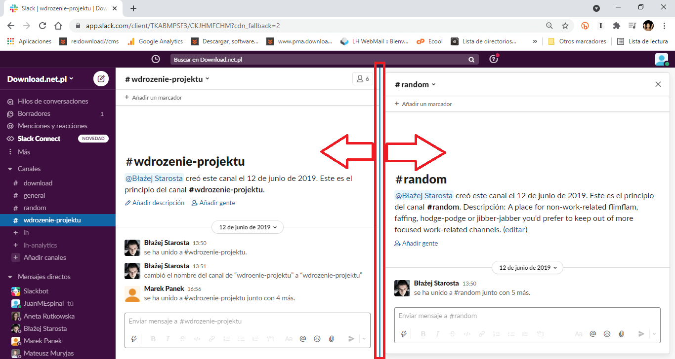 como tener dos chats abierto a la vez en la pantalla de slack