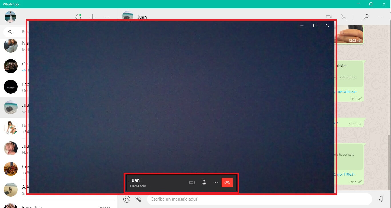 realizar videollamadas desde Whatsapp para windows o macos