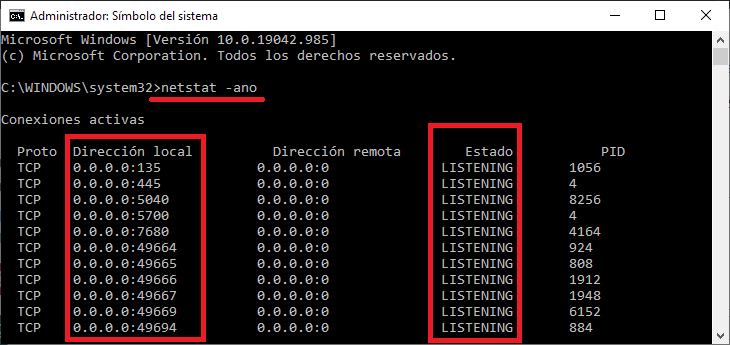 como saber los puertos que tienes abierto en tu ordenador con Windows 10
