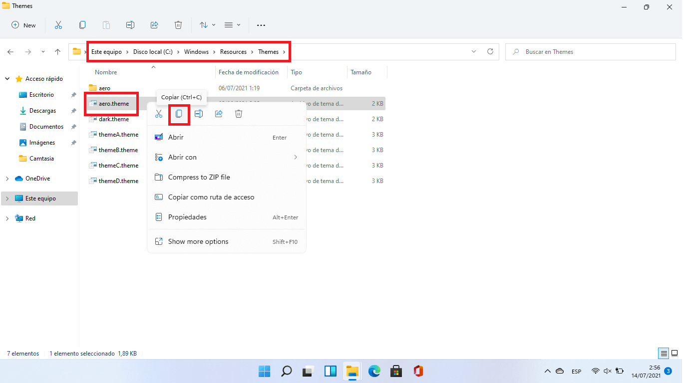 como instalar el tema aero lite de windows 11