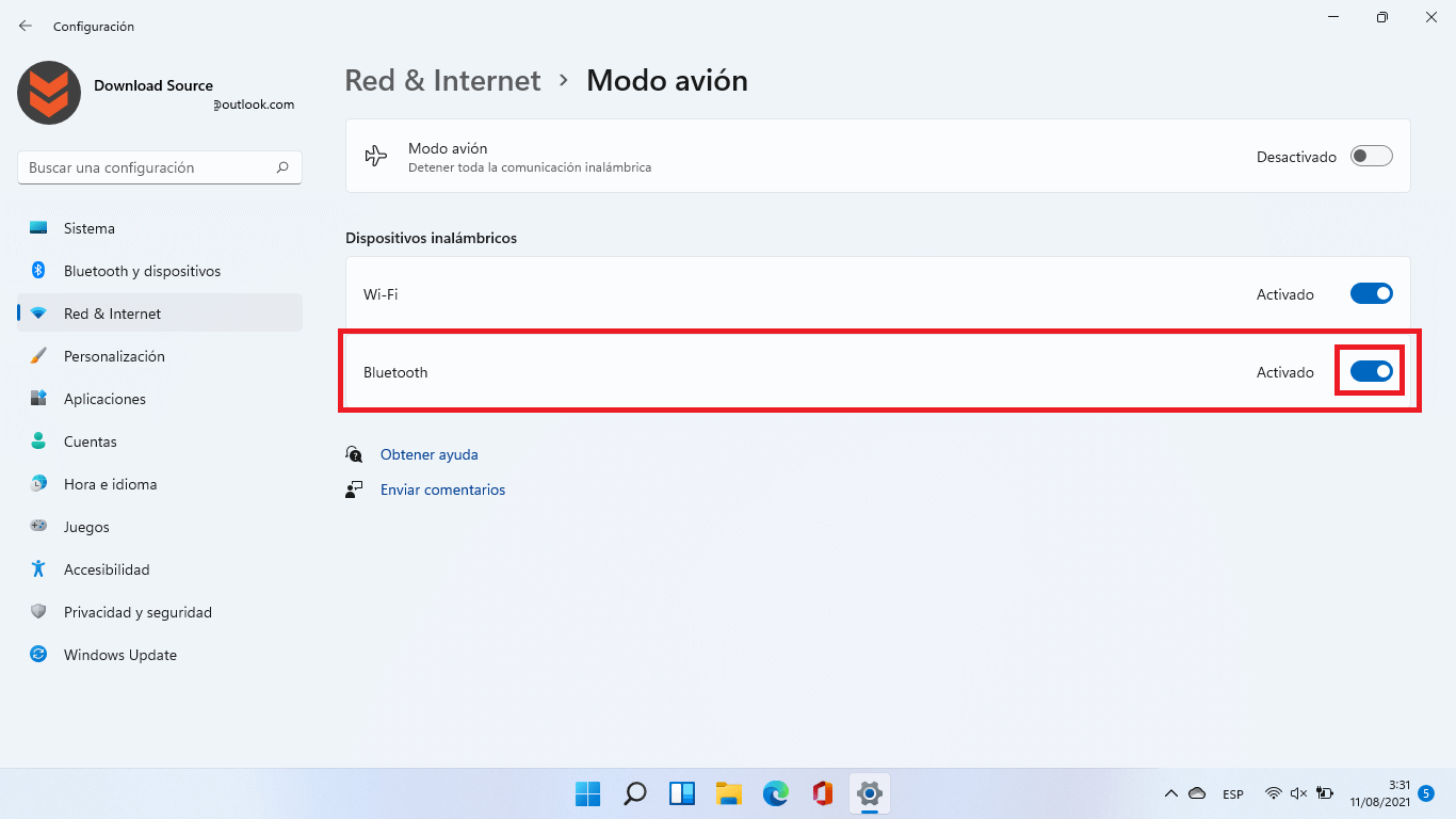 como habilitar o deshabilitar el bluetooth en windows 11