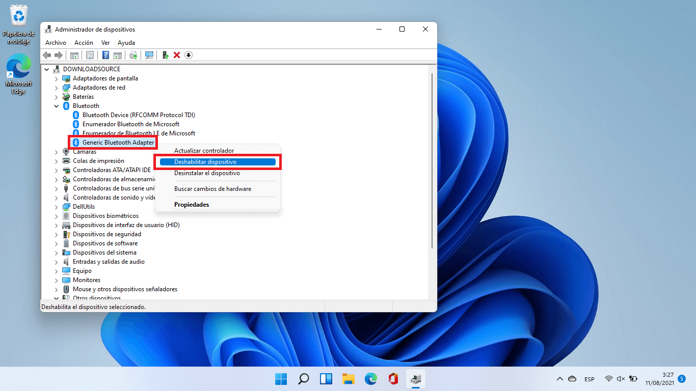 desactivar bluetooth en windows 11