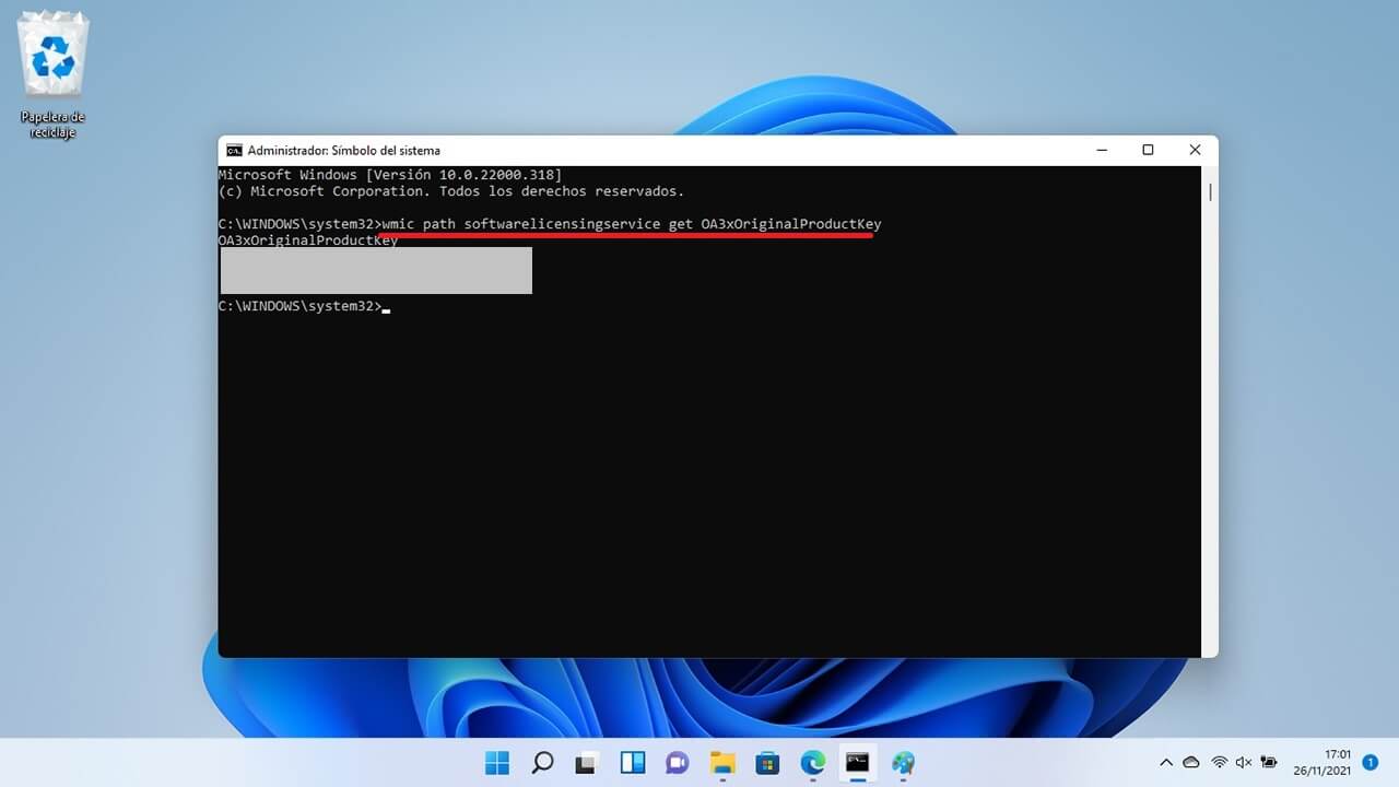 obtener la clave de producto de windows 11