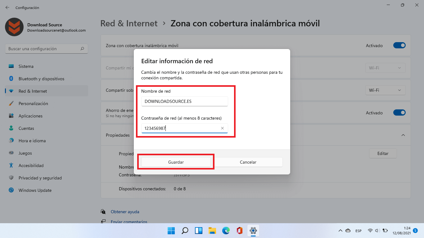 como activar una zona de cobertura inalambrica en windows 11