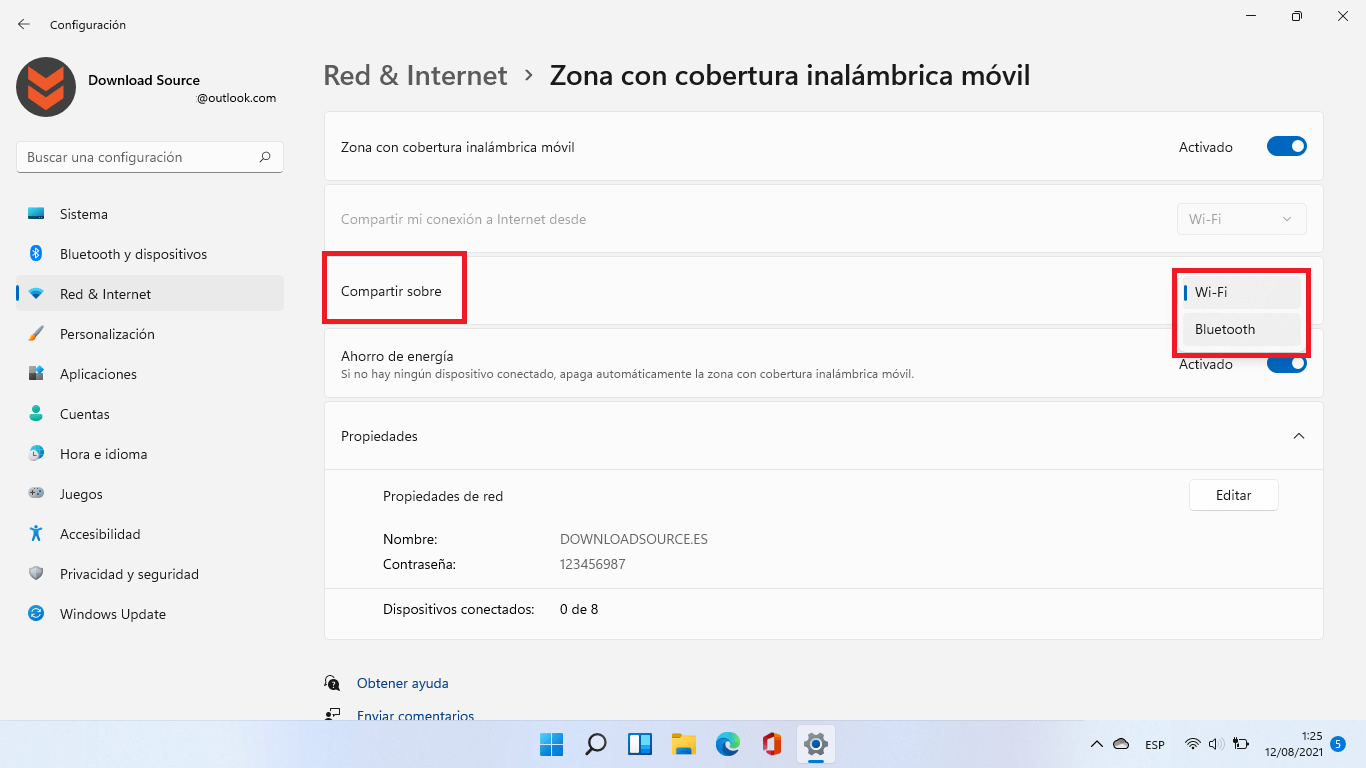 comparte internet en windows 11 con un hotspot por bluetooth