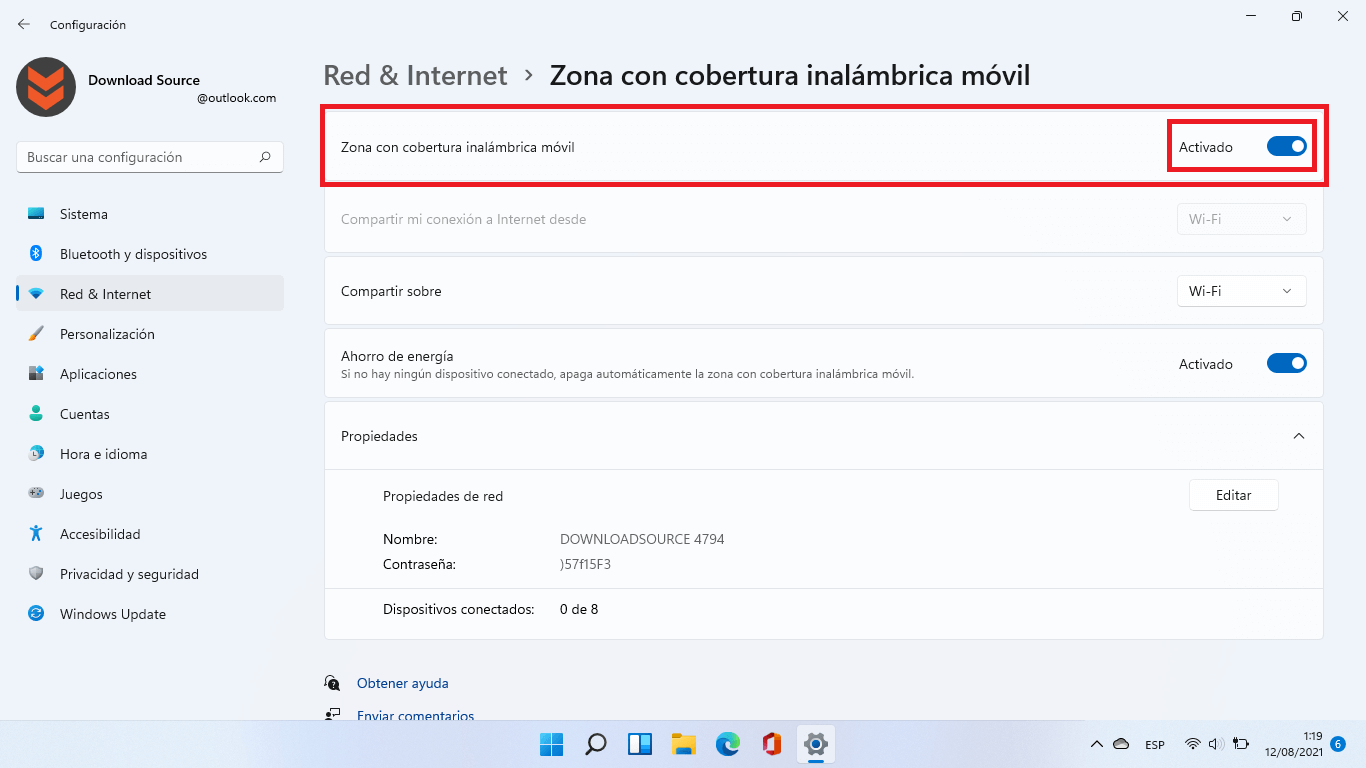 como crear una conexión a internet en Windows 11 para compartir internet con otros dispositivos inalambricos